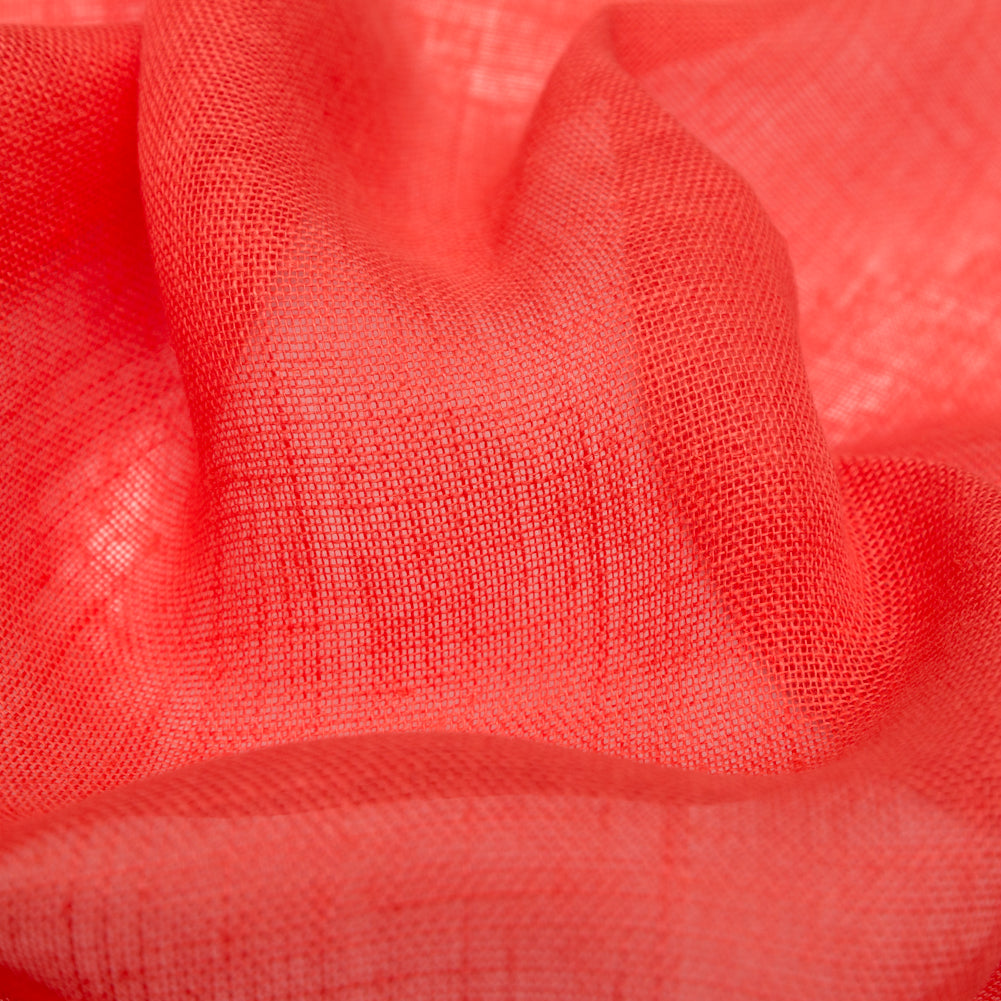 Loosely Woven Coral Linen Detail