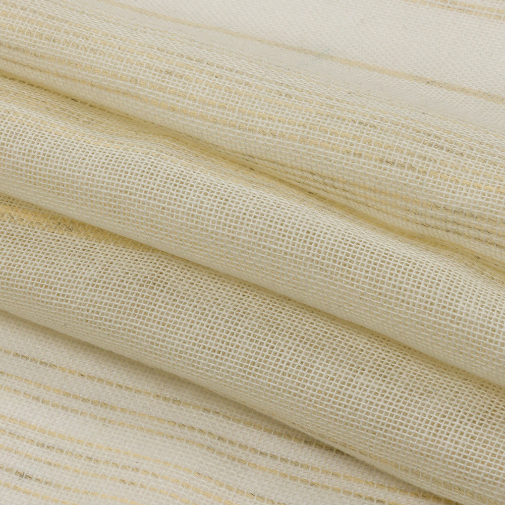 Ivory and Beige Striped Polyester Burlap Folded