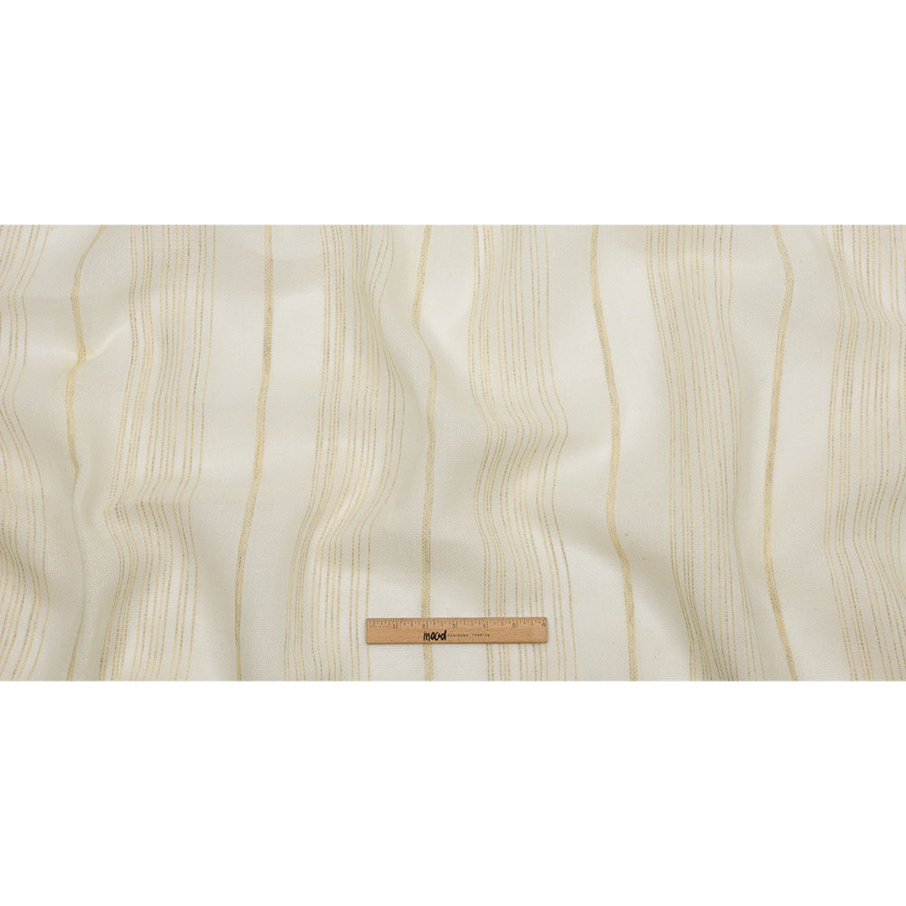 Ivory and Beige Striped Polyester Burlap Full