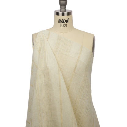 Ivory and Beige Striped Polyester Burlap Drape