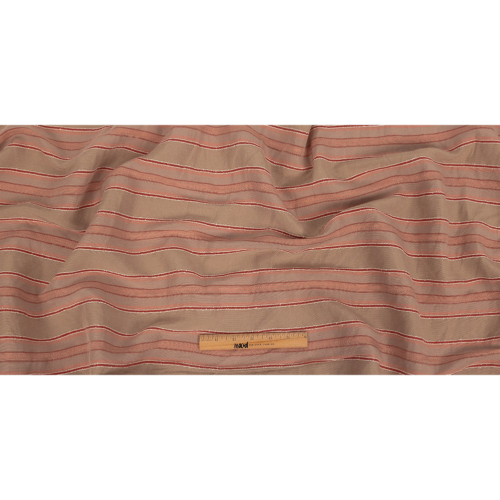 Crockery, Red and Coral Linen Woven with Raised Jacquard Stripes Full