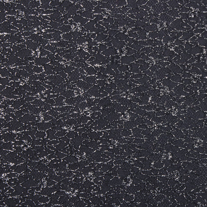 British Metallic Silver and Black Floral Tulle
