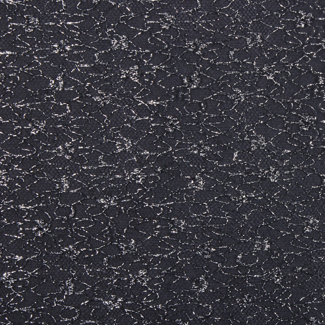 British Metallic Silver and Black Floral Tulle