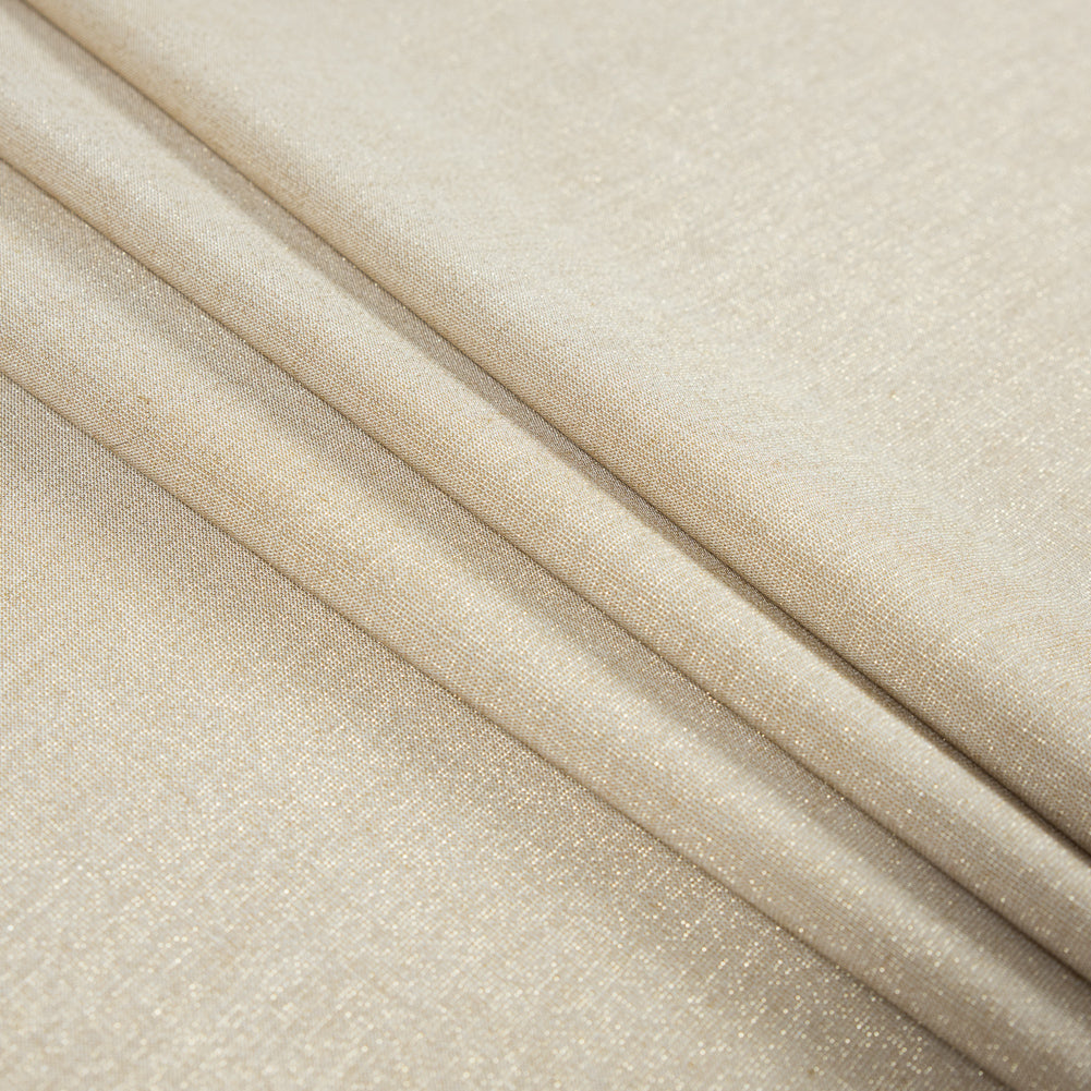 Metallic Gold and White Polyester Woven with Give Folded