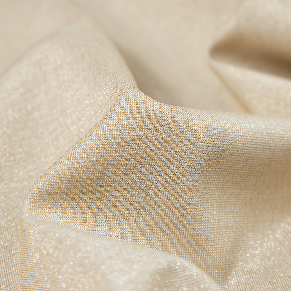 Metallic Gold and White Polyester Woven with Give Detail