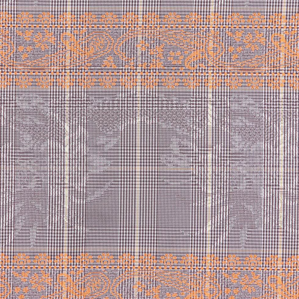 Brown and Orange Checked and Plaid Poly Taffeta Detail