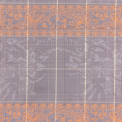 Brown and Orange Checked and Plaid Poly Taffeta Detail