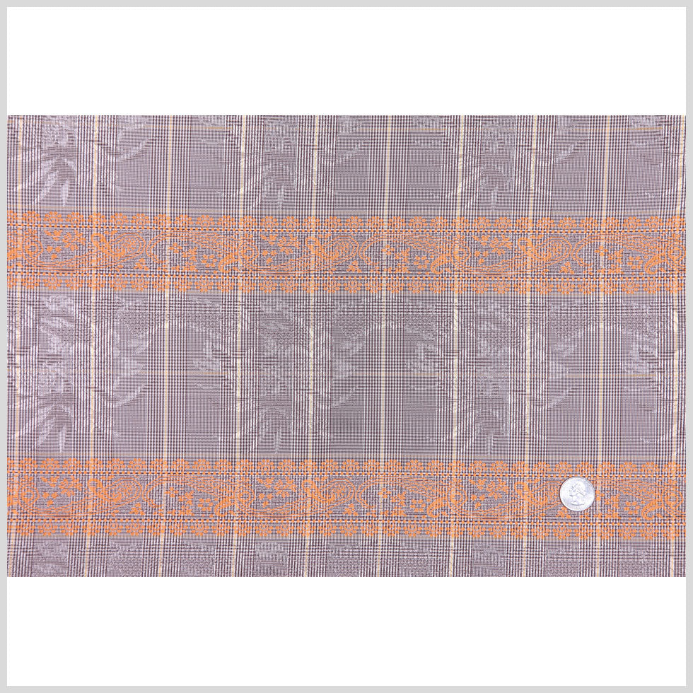 Brown and Orange Checked and Plaid Poly Taffeta Full