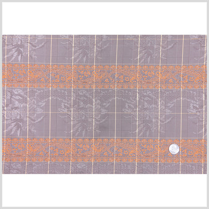 Brown and Orange Checked and Plaid Poly Taffeta Full