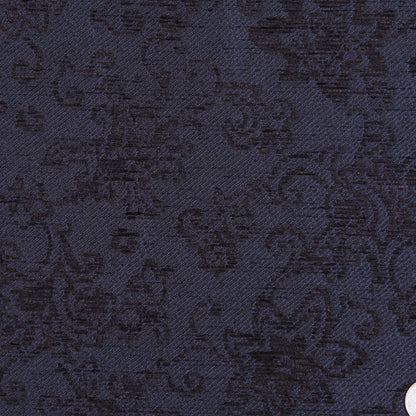 Italian Dark Navy Floral Rayon and Polyester Chenille Detail