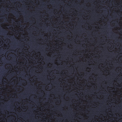 Italian Dark Navy Floral Rayon and Polyester Chenille