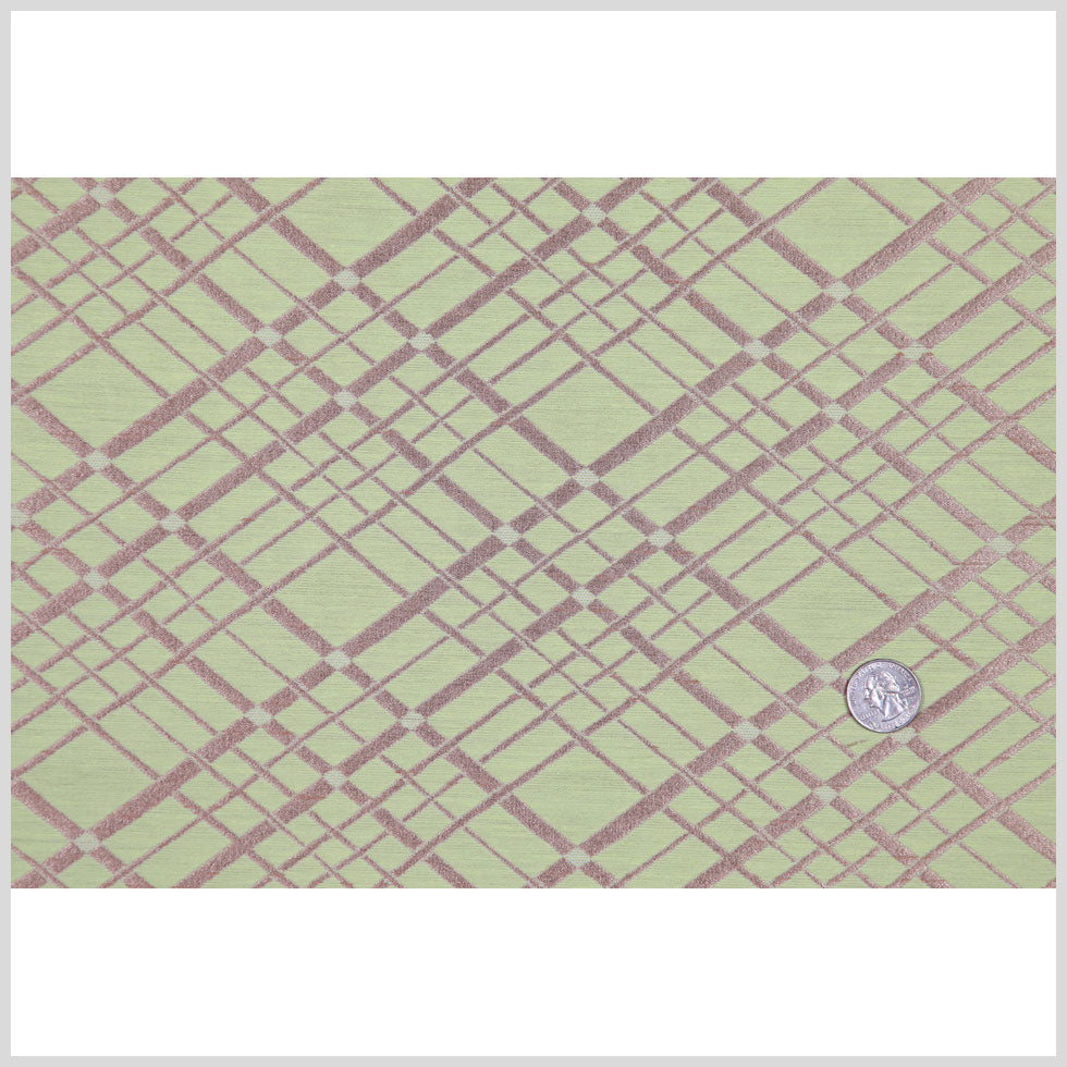 Muted Gold and Lime Double-Faced Italian Geometric Brocade Full