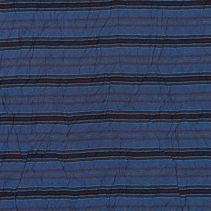Italian Deep Blue-Green Crinkled Striped Woven Detail
