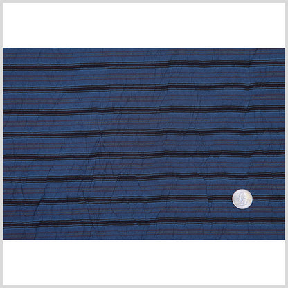 Italian Deep Blue-Green Crinkled Striped Woven Full
