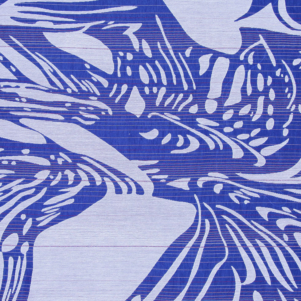 Blue and White Embroidered and Striped Voile Detail