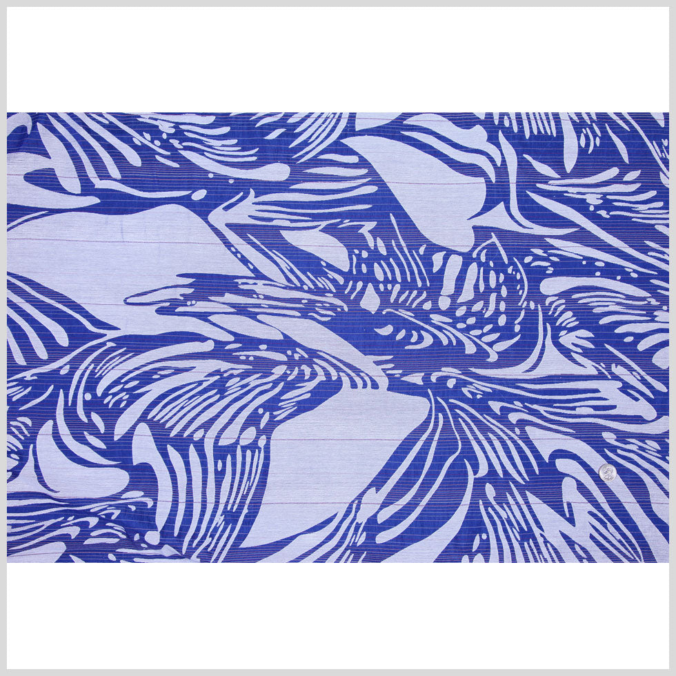 Blue and White Embroidered and Striped Voile Full