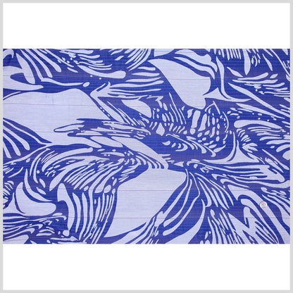 Blue and White Embroidered and Striped Voile Full