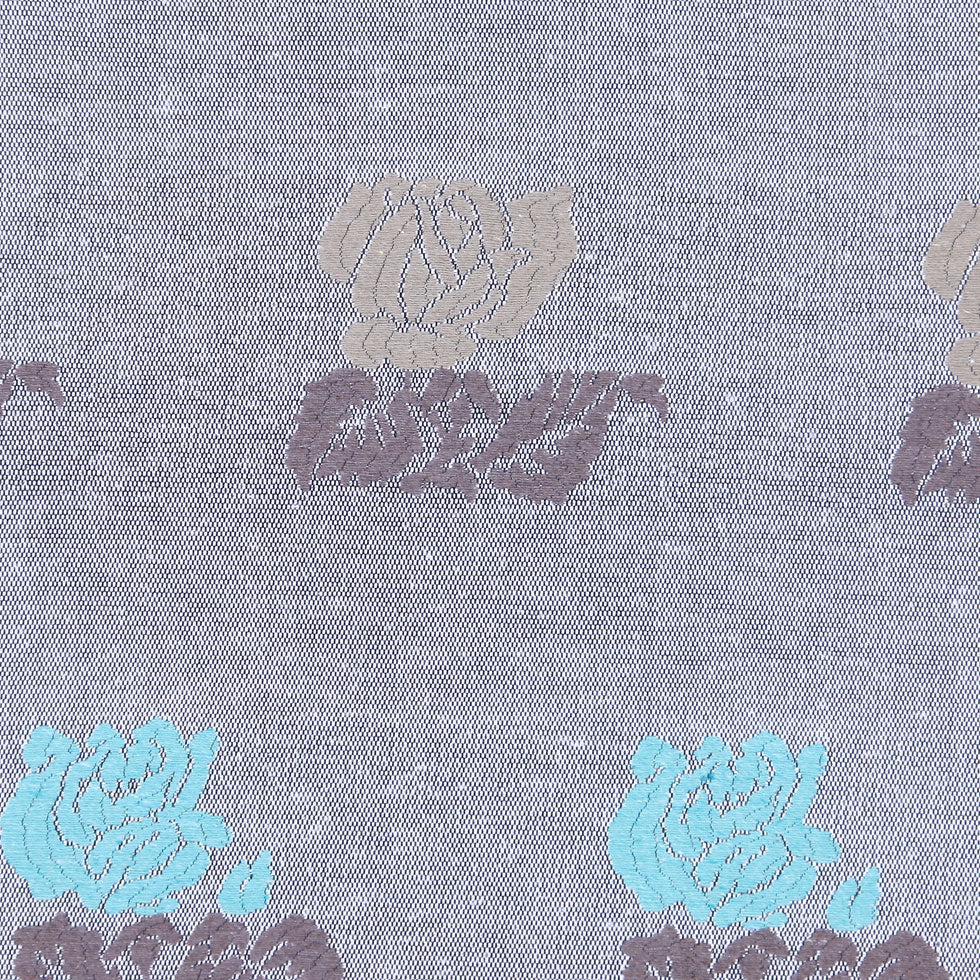 Italian Chinchilla, Sea Blue and Flint Gray Floral Jacquard Detail
