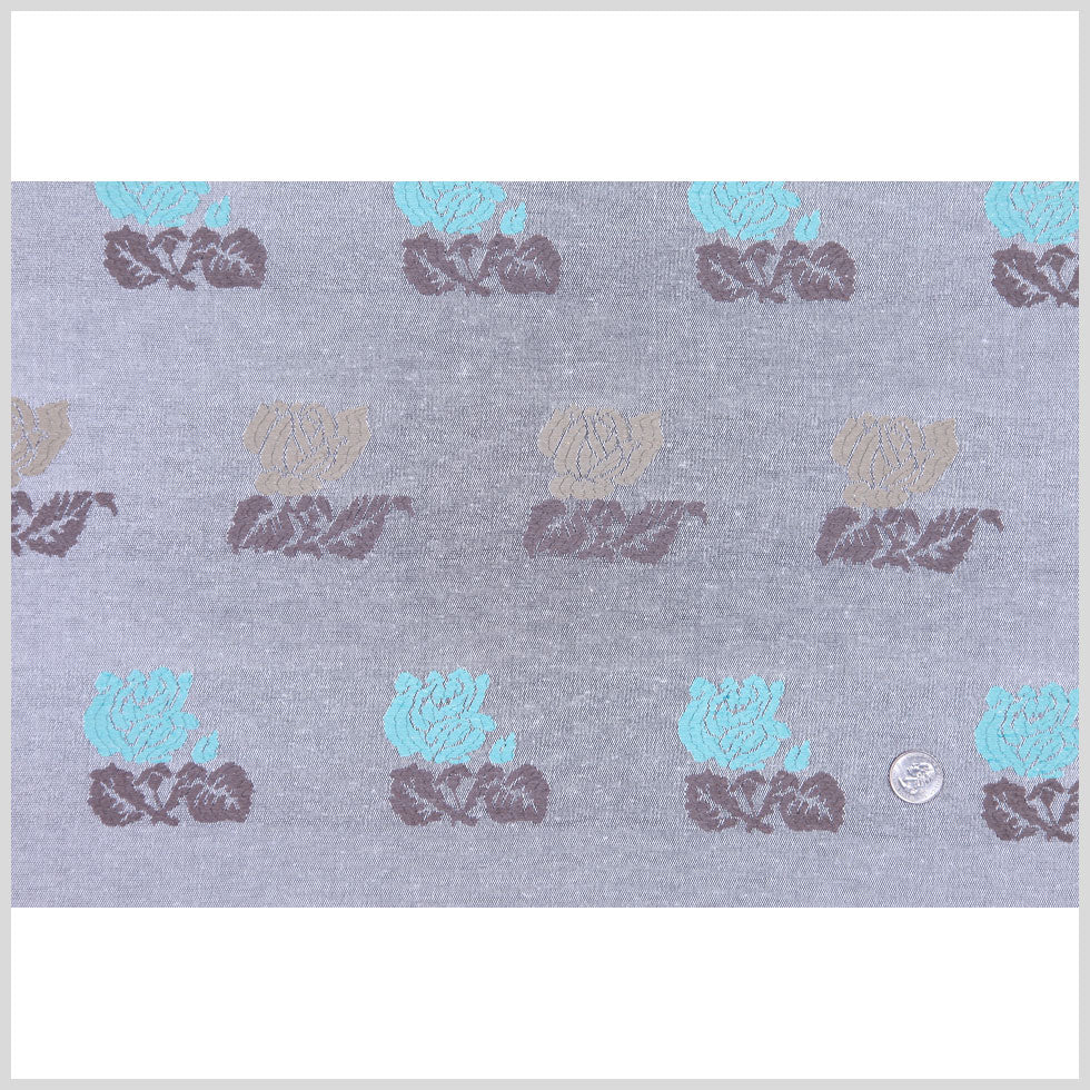 Italian Chinchilla, Sea Blue and Flint Gray Floral Jacquard Full