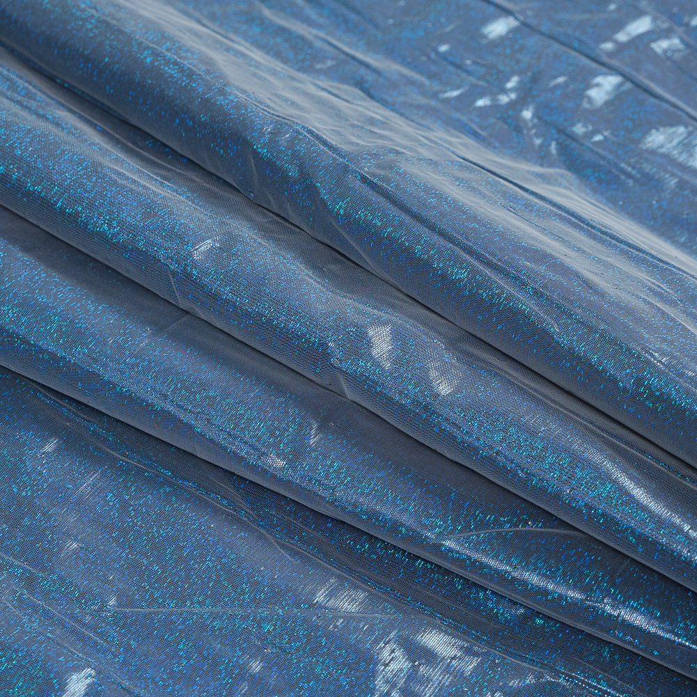 Metallic Blue and Taupe Woven Double Cloth Folded