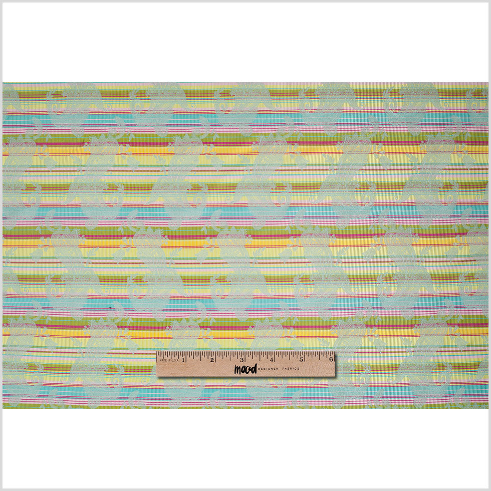 French Multi-Color Striped Paisley Polyester Woven - Full