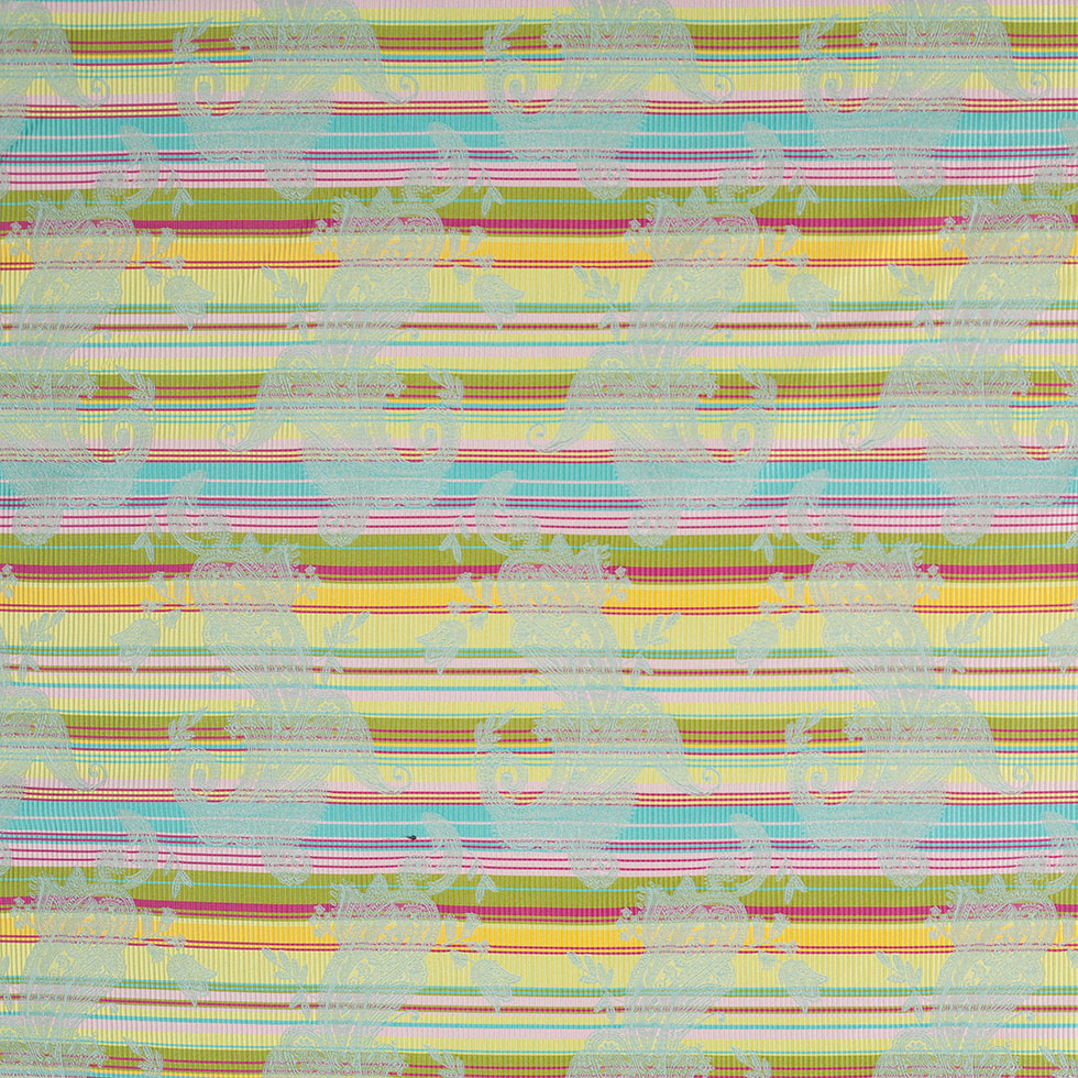 French Multi-Color Striped Paisley Polyester Woven