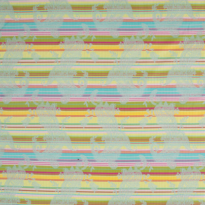 French Multi-Color Striped Paisley Polyester Woven