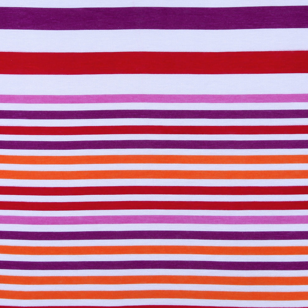 White/Multi-Colored Jersey Stripes Detail
