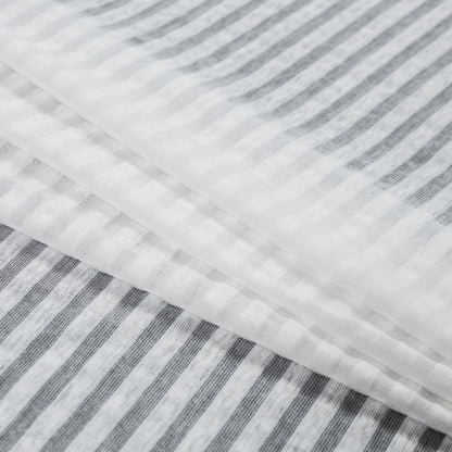 Sheer White Bengal Striped Stretch Cotton Jersey Folded