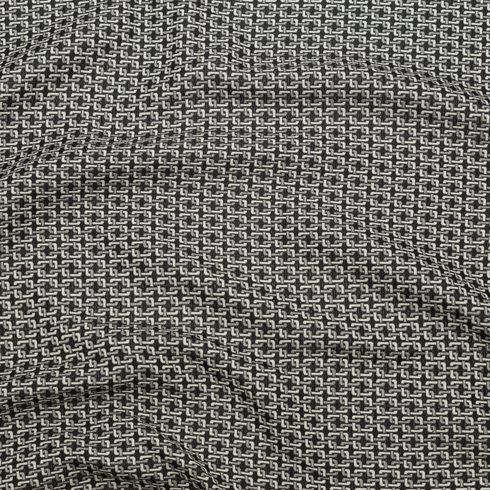 Pelican and Black Olive Geometric Reversible Polyester Jacquard