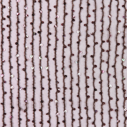 Chocolate Sequin Striped Mesh