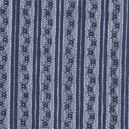 Famous Designer Navy Striped Cotton-Nylon Lace Detail