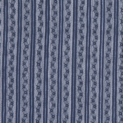 Famous Designer Navy Striped Cotton-Nylon Lace