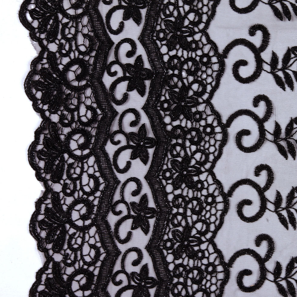 Black Floral Tulle & Crinoline