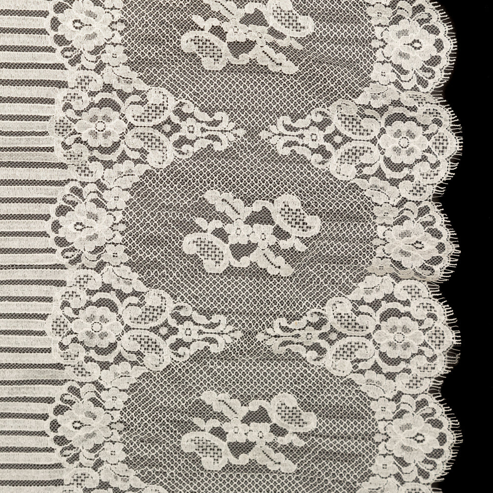 Carolina Herrera French Vaporous Gray Re-embroidered Chantilly Lace