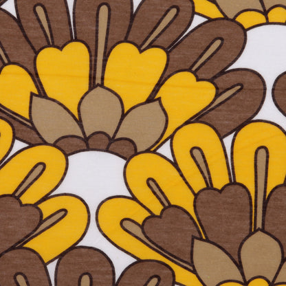 Marigold and Brown Retro Floral Poly Print Detail
