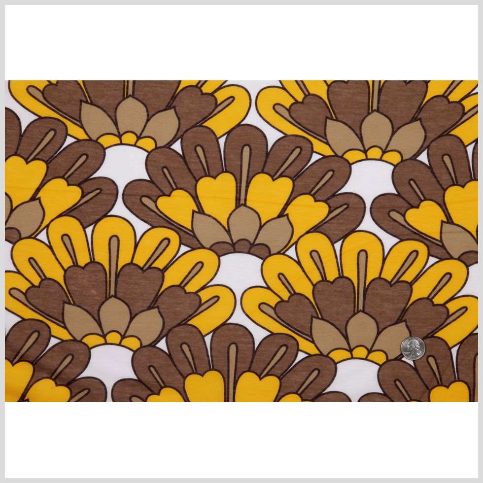 Marigold and Brown Retro Floral Poly Print Full