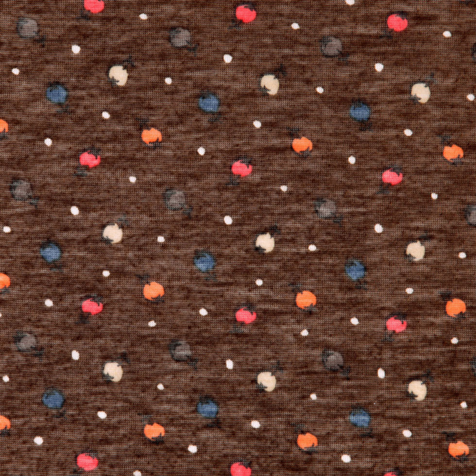 Italian Carob Brown Printed Tissue-Weight Jersey Detail