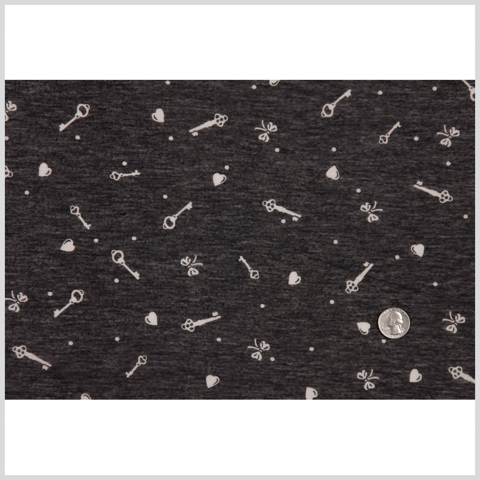 Italian Charcoal and Bone Cute Keys Polyester Jersey Print Full