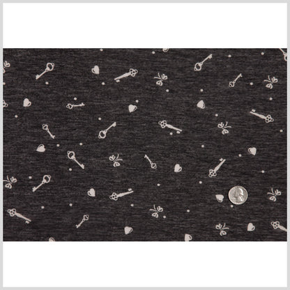 Italian Charcoal and Bone Cute Keys Polyester Jersey Print Full