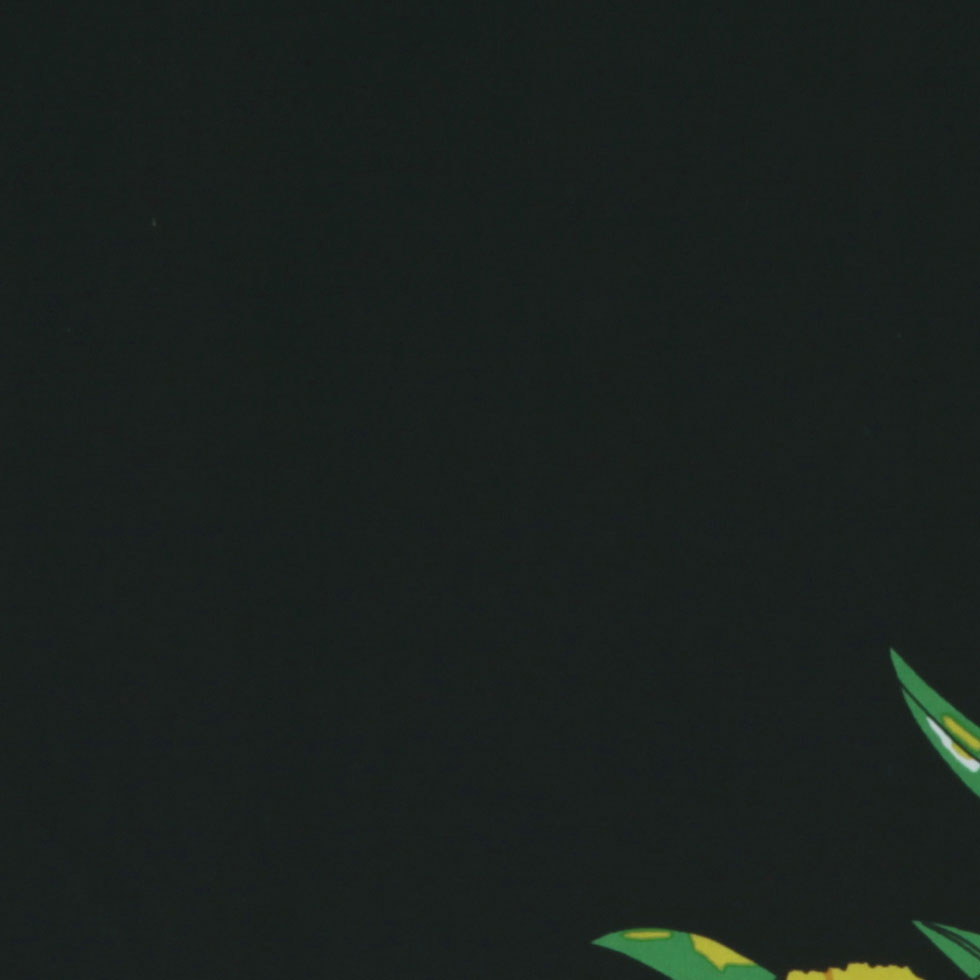 Italian Black Floral Poly Jersey Panel Print Detail