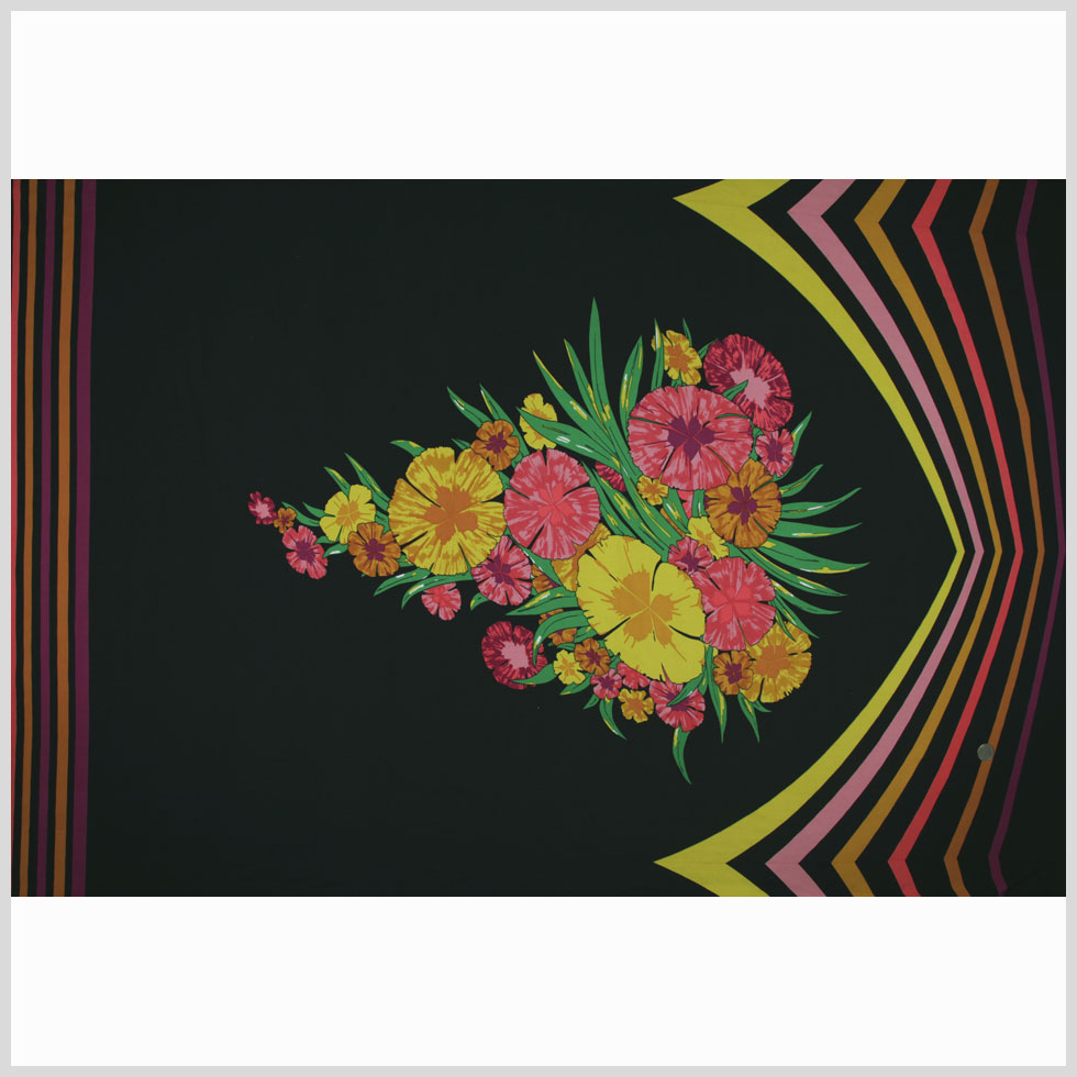 Italian Black Floral Poly Jersey Panel Print Full