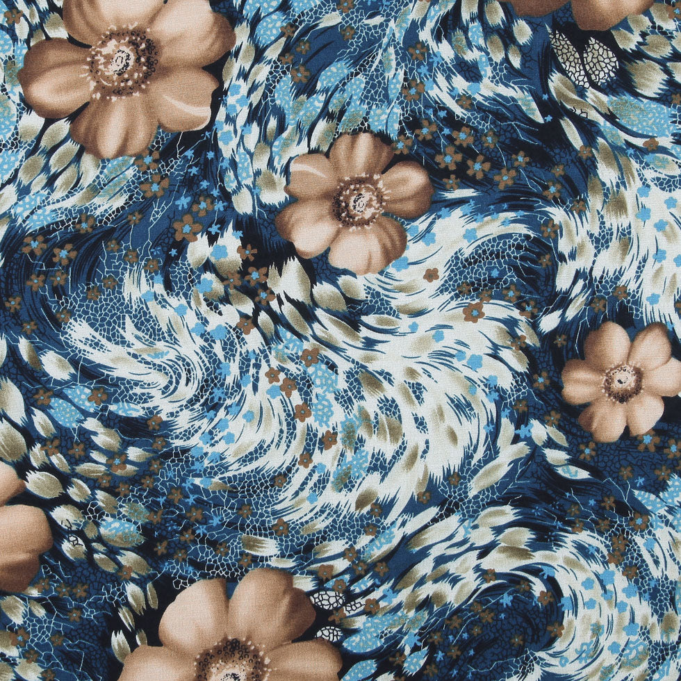 Multicolor Floral Rayon Jersey Print Detail