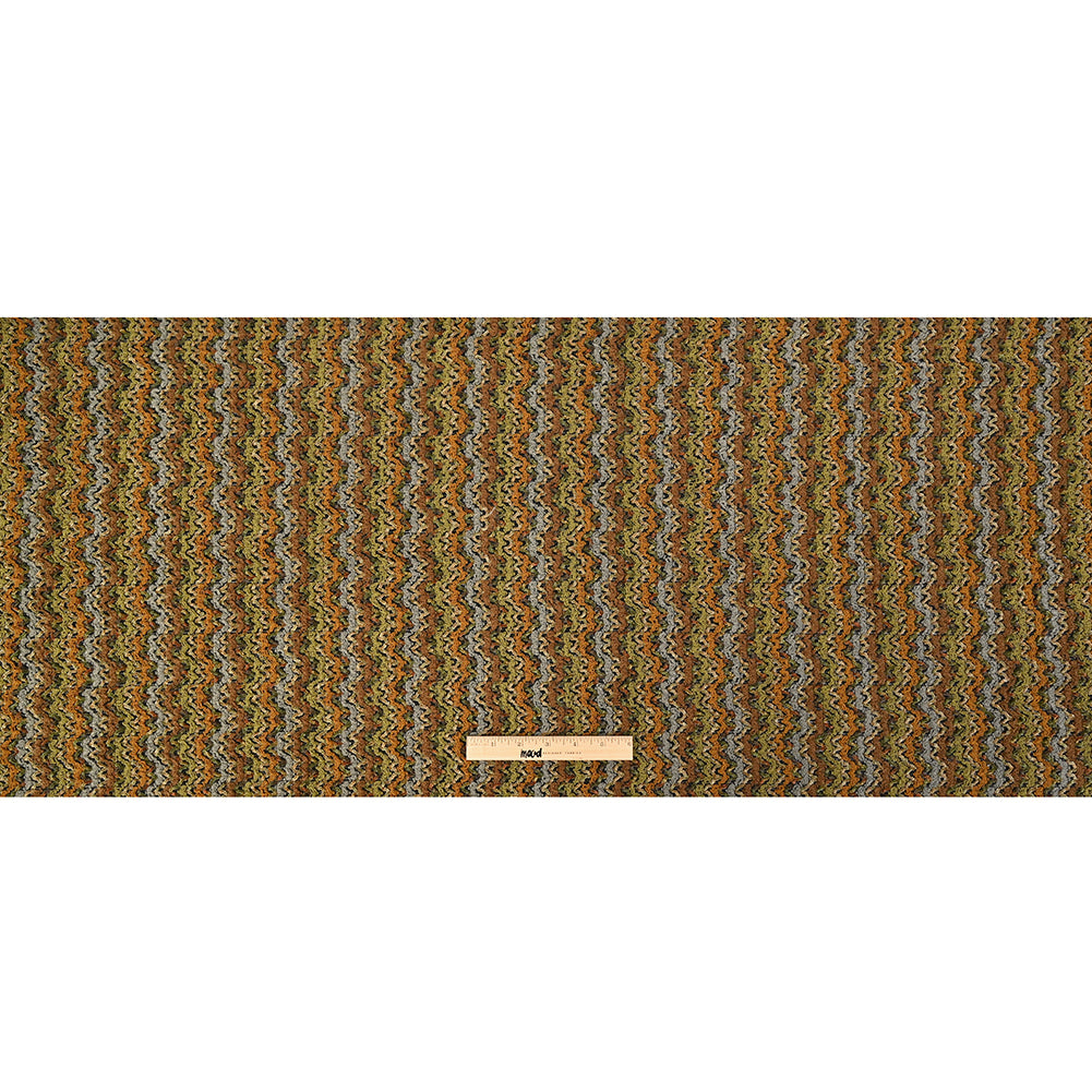 Avocado, Mustard and Steel Blue Textured Loosely Woven Novelty Full