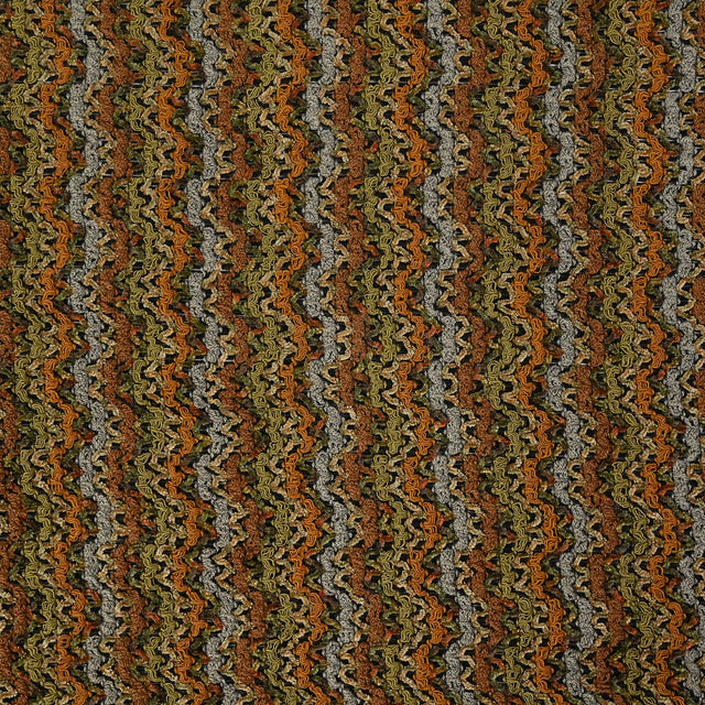 Avocado, Mustard and Steel Blue Textured Loosely Woven Novelty