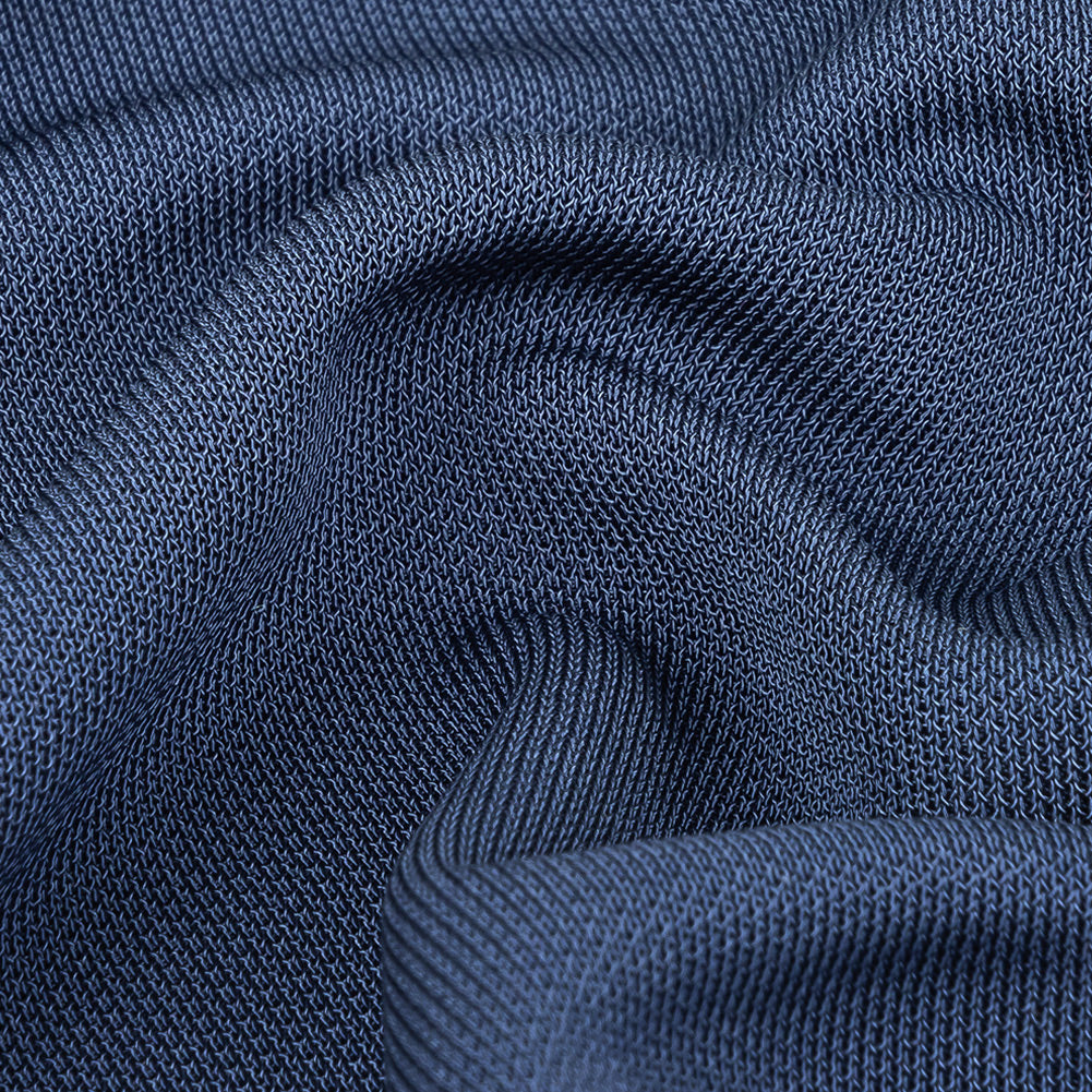 Dark Blue Rayon Pique Knit Detail
