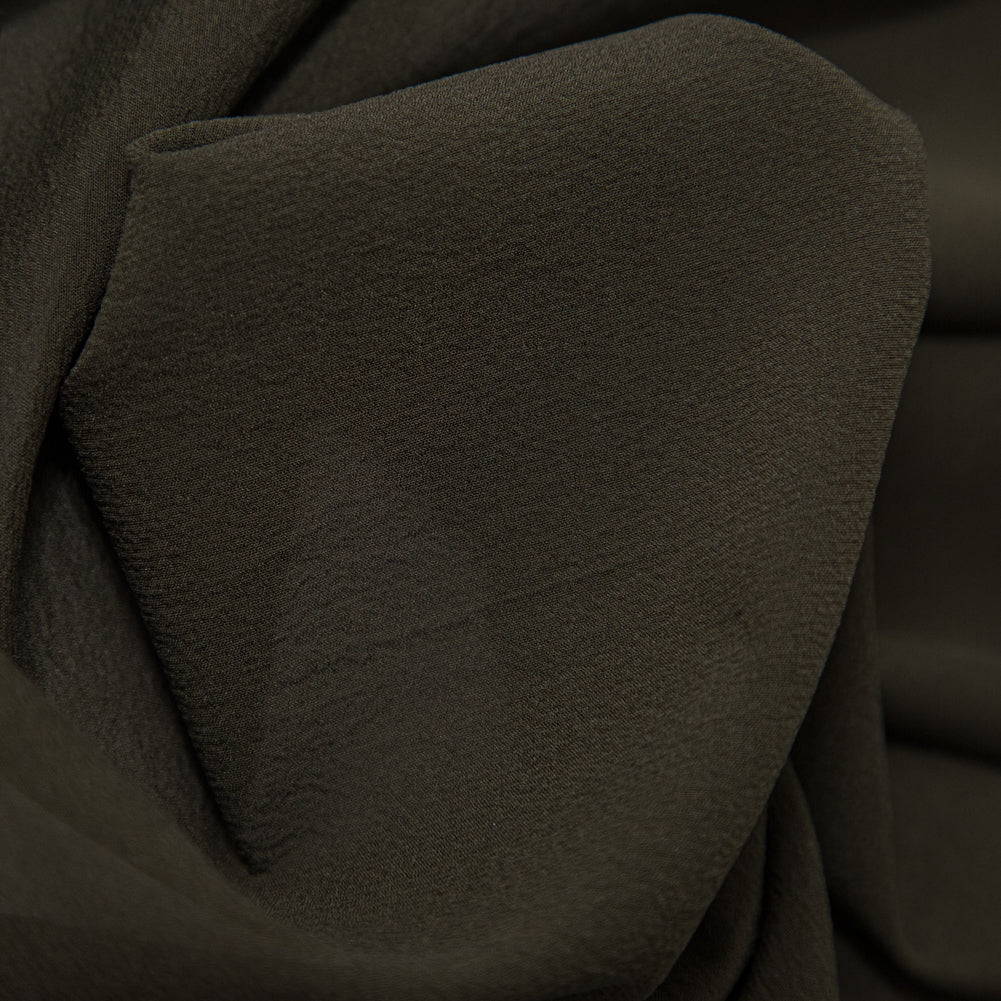 Kombu Green Stretch Silk Chiffon - Detail