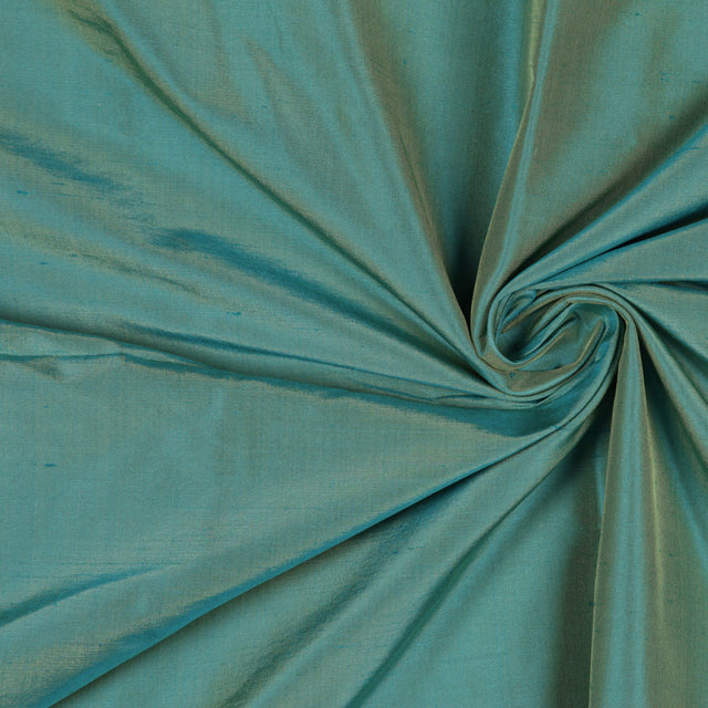 Silk Shantung - Iridescent Turquoise and Yellow - Shantung Collection