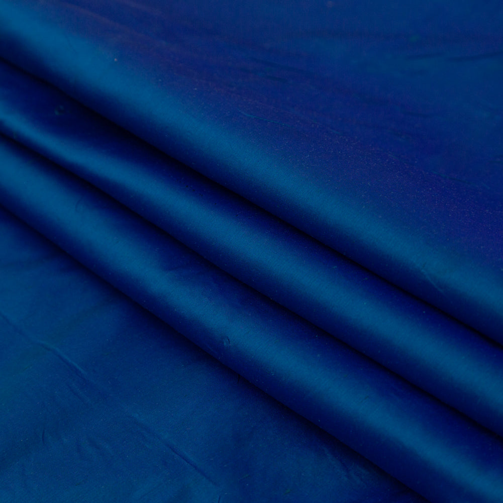 Deep Ultramarine Iridescent Silk Shantung - Folded