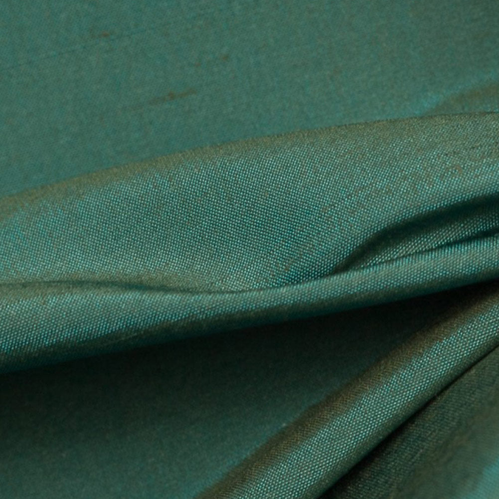 Silk Shantung - Iridescent Olive and Turquoise - Shantung Collection Detail